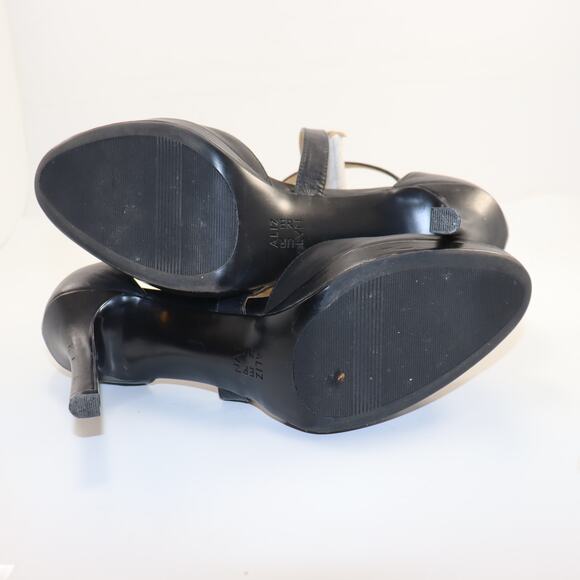 Naturalizer Black Leather Cross Strap Heels Size 12W - Picture 5 of 6